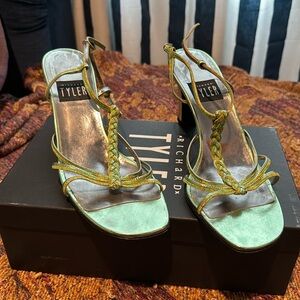Richard Tyler green heeled sandals